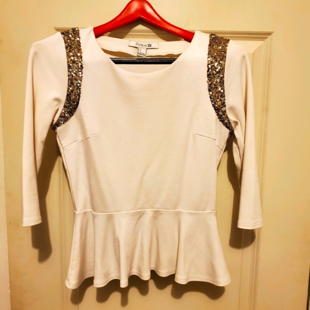 Forever 21 peplum women's top size small cream